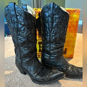 Corral Black Goat Sequence Inlay Western Cowboy Boots